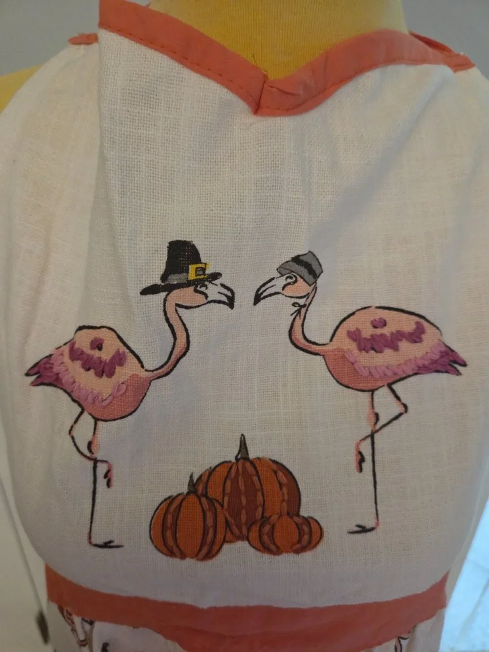 My Little Pumpkin Pilgrim Flamingo Apron